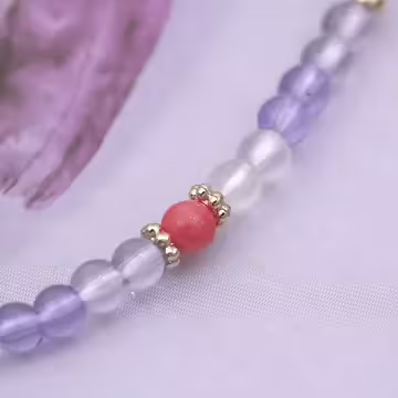 淡紫彩珠雙層×固定式串珠手鍊 