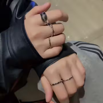 嘻哈金屬小圓珠×五套件戒指組 