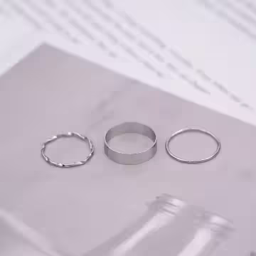 綠心雅優龐克×五套件戒指組×銀色 