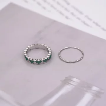 綠心雅優龐克×五套件戒指組×銀色 .avif