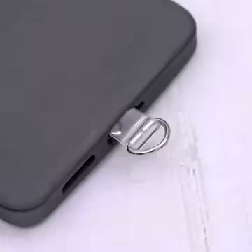 可調節雙環×銀色×銀蔥白色布滌綸繩×手機斜背雙勾掛繩×銀白色