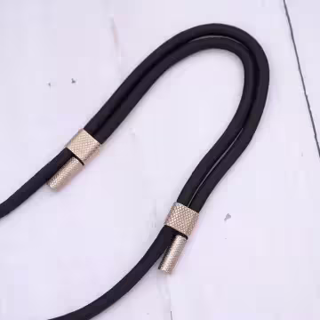 可調節雙環×金色×黑色布滌綸繩×手機斜背雙勾掛繩×金黑色