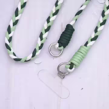 撞色麻花辮×手機斜背雙勾掛繩×綠色