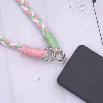 撞色麻花辮×手機斜背雙勾掛繩×粉綠.avif