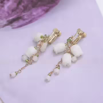 白色鈴蘭花×螺旋耳夾