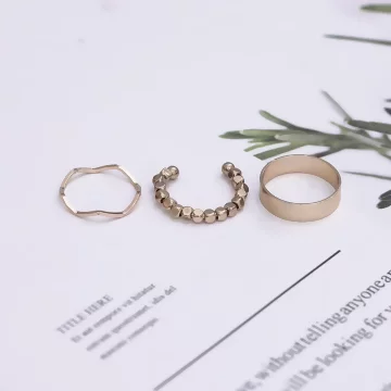 小碎金簡約波浪×六套件戒指組×金色.avif