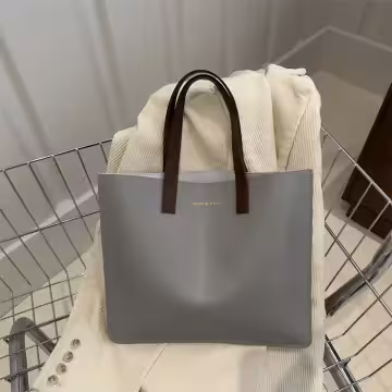 簡約皮革小手提×手提袋×灰色