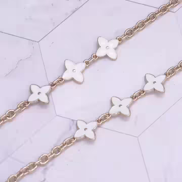 白色精品老花×手機斜背雙勾掛繩×白色