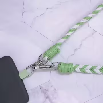 拼色麻花辮子×手機斜背雙勾掛繩×綠色