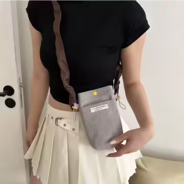 燈芯絨撞色街頭包×斜背包×灰色