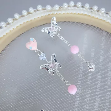 愛心蝴蝶串珠×不對稱吊墜耳環×共兩色.avif