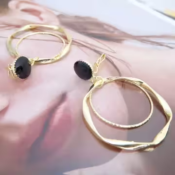 大金屬雙層圓圈×三角耳夾