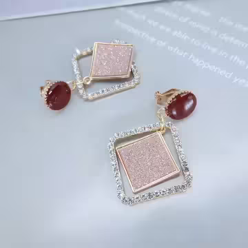 幾何雙菱型晶鑽×三角耳夾