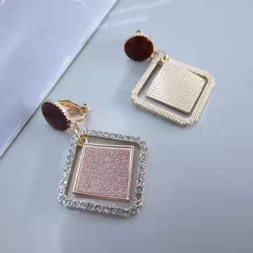 幾何雙菱型晶鑽×三角耳夾