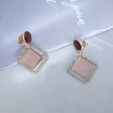 幾何雙菱型晶鑽×三角耳夾