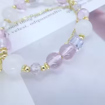晶透粉琉璃紫寶石×固定式串珠手鍊