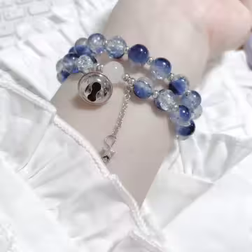 溏心藍爆晶鈴鐺&times;固定式串珠手鍊