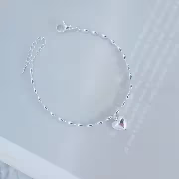 925銀飾&times;米珠光面愛心&times;手鍊