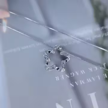 925銀飾×塗鴉鏤空星星×鎖骨項鍊 