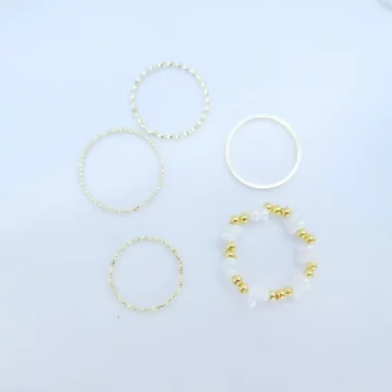 白金米珠×五套件戒指組×金色.avif