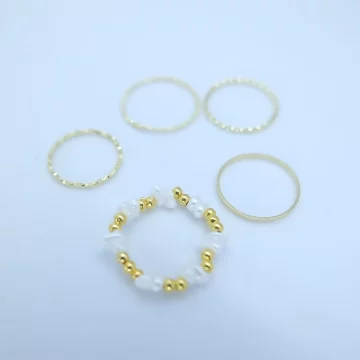 白金米珠×五套件戒指組×金色.avif