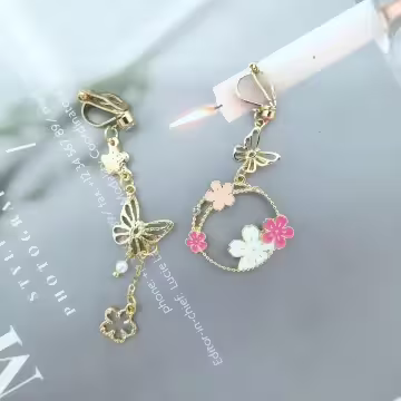 櫻花追蝶×不對稱三角耳夾