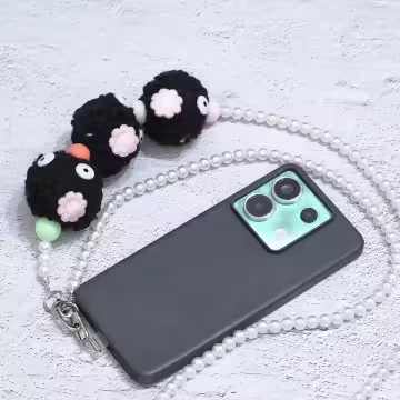 黑色煤炭球×手機斜背雙勾掛繩