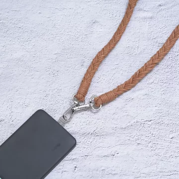 單色結辮編織×手機斜背雙勾掛繩×棕色.avif