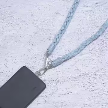 單色結辮編織×手機斜背雙勾掛繩×淺藍