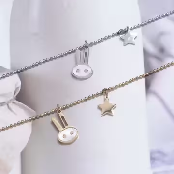 316鋼飾×小白兔星星×鎖骨項鍊×銀色