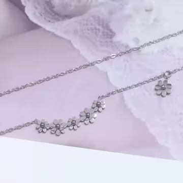 316鋼飾×雛菊花環×鎖骨項鍊×銀色