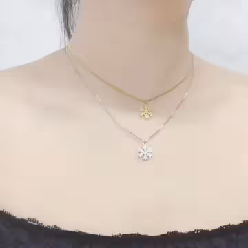 316鋼飾×雪花片×鎖骨項鍊×銀色