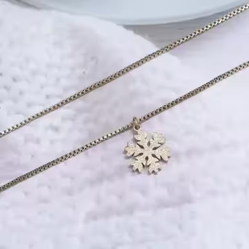316鋼飾×雪花片×鎖骨項鍊×金色