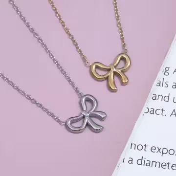 316鋼飾×蝴蝶結×鎖骨項鍊×銀色