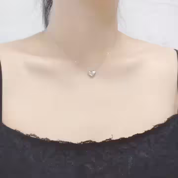 316鋼飾×愛心×鎖骨項鍊×銀色