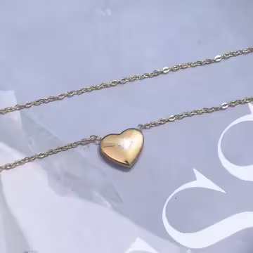 316鋼飾×愛心×鎖骨項鍊×金色