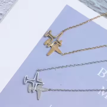 316鋼飾×小飛機×鎖骨項鍊×銀色