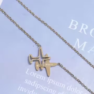 316鋼飾×小飛機×鎖骨項鍊×金色