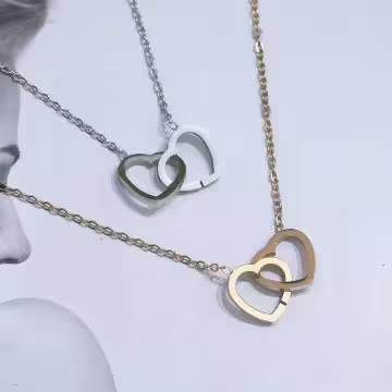 316鋼飾×心心相印×鎖骨項鍊×銀色
