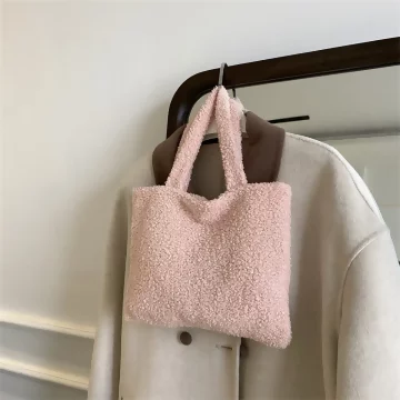 莫蘭迪絨毛小手提×手提袋×粉色.avif