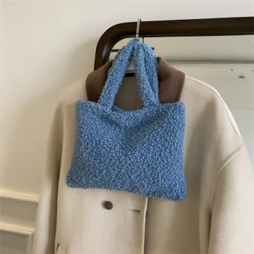 莫蘭迪絨毛小手提×手提袋×藍色.avif