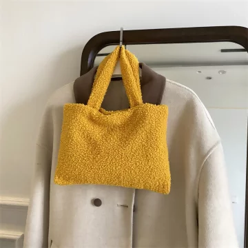 莫蘭迪絨毛小手提×手提袋×黃色.avif