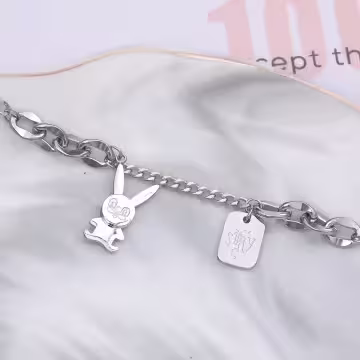 316鋼飾×兔子吊牌×手鍊×銀色