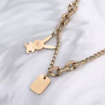 316鋼飾×兔子吊牌×手鍊×金色