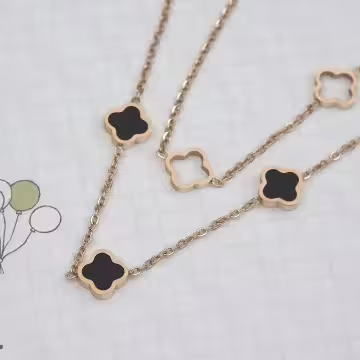 316鋼飾×雙層幸運四葉草×手鍊×金色