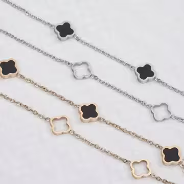 316鋼飾×雙層幸運四葉草×手鍊×金色