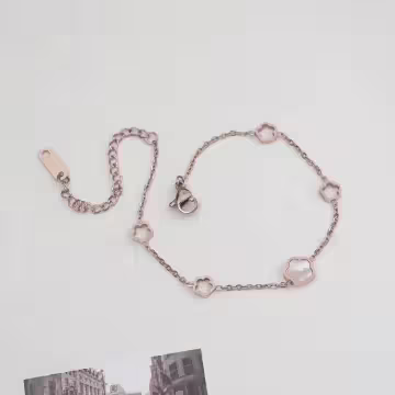 316鋼飾×小梅花×手鍊×玫瑰金