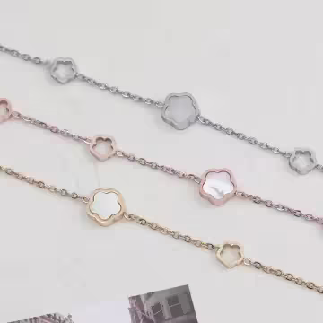 316鋼飾×小梅花×手鍊×金色