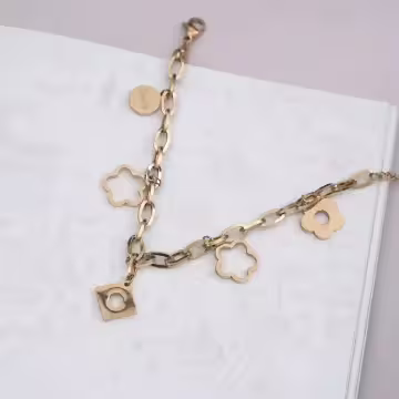 316鋼飾×小花朵 ×手鍊×金色