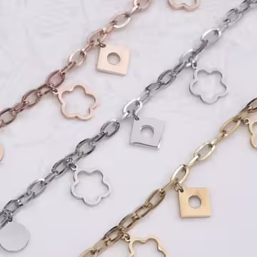 316鋼飾×小花朵 ×手鍊×銀色